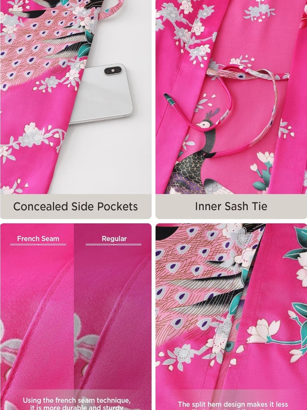 Pink Floral Kimono Robe - Picture 9 of 12
